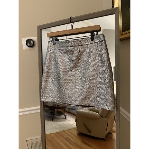 Milly Silver Metallic Mini Cocktail Skirt Size 6 - Picture 2 of 6